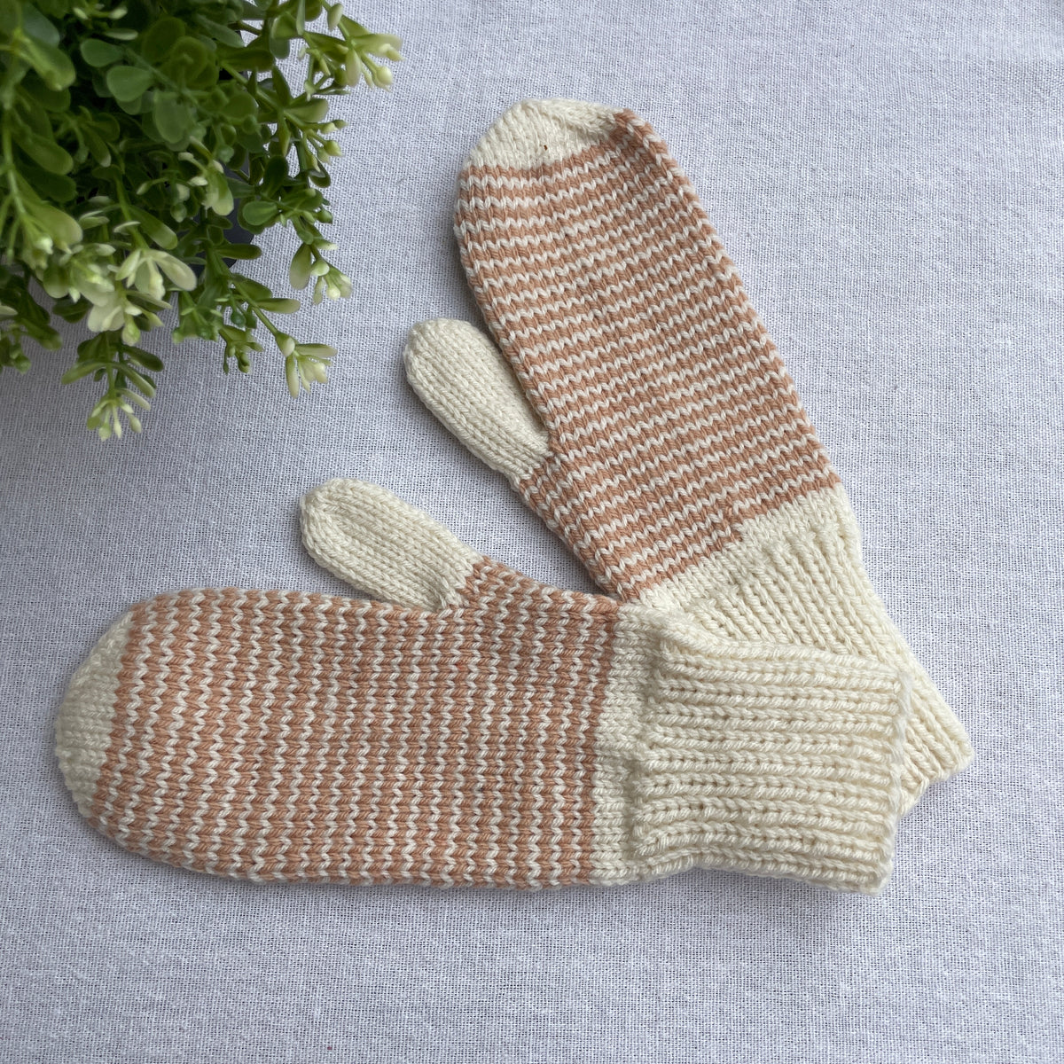 Hand Knit Beanie and Mittens Set