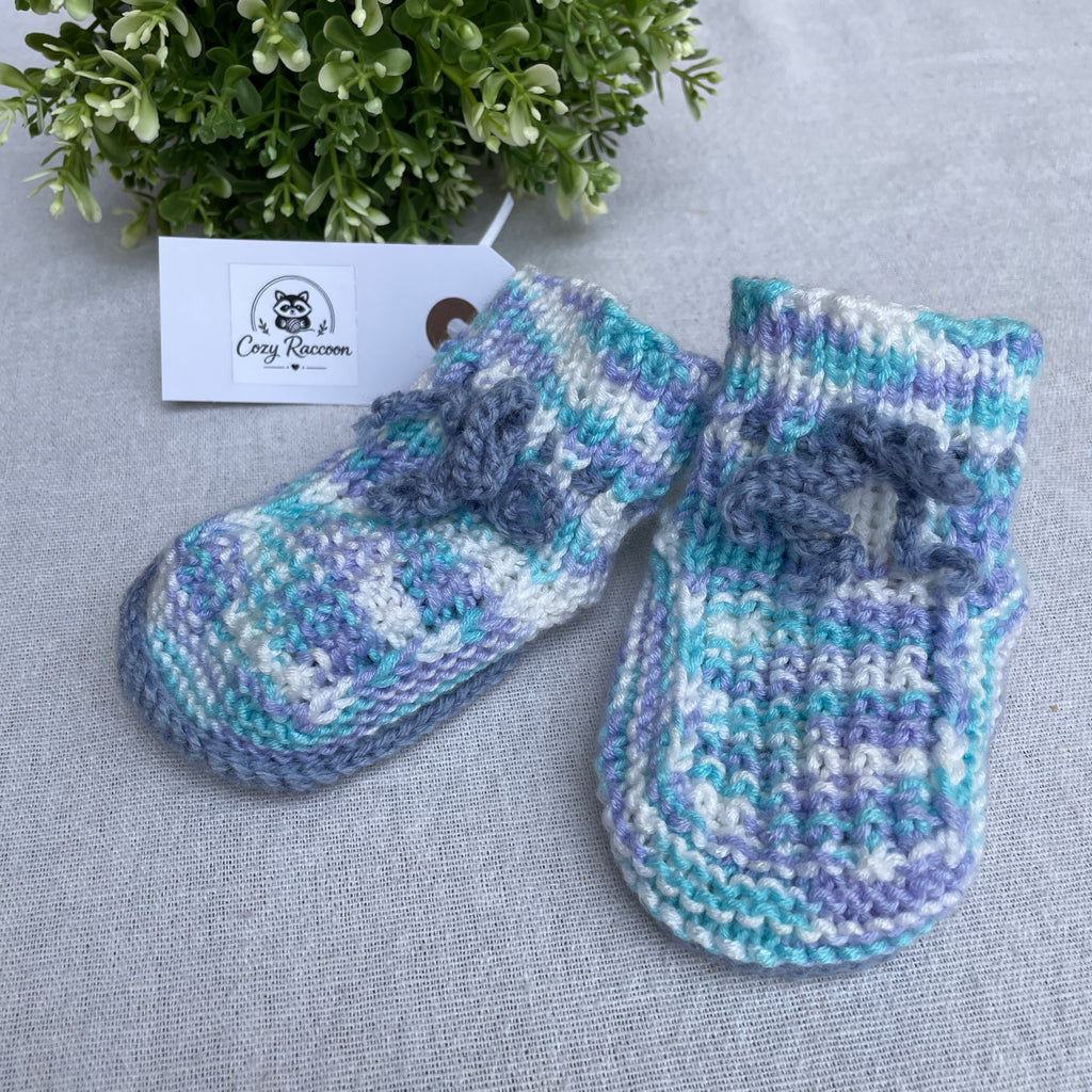Baby Booties, Blue Melange 9-12 Months