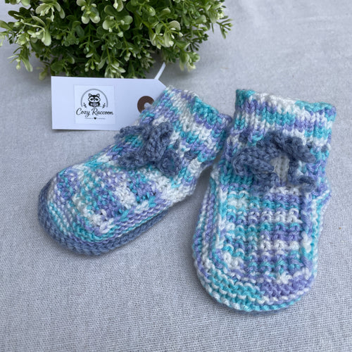 Baby Booties, Blue Melange 9-12 Months