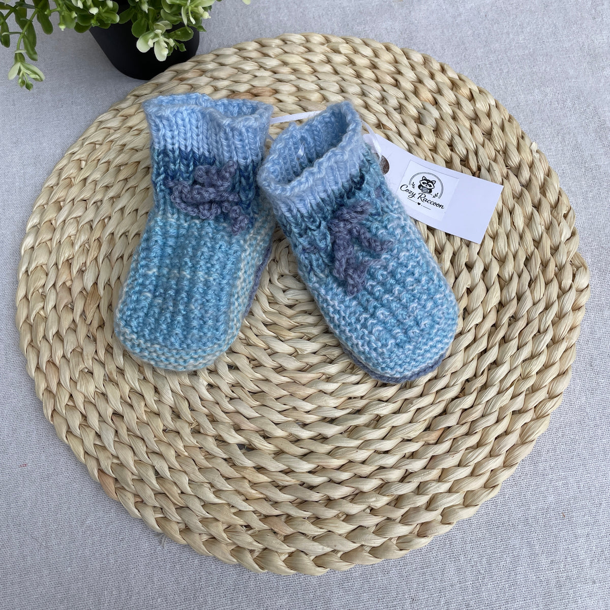 Baby Booties, Blue 6-9 Months