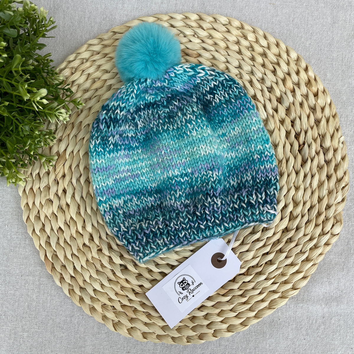 Knitted Kids Beanie with a fluffy pom-pom