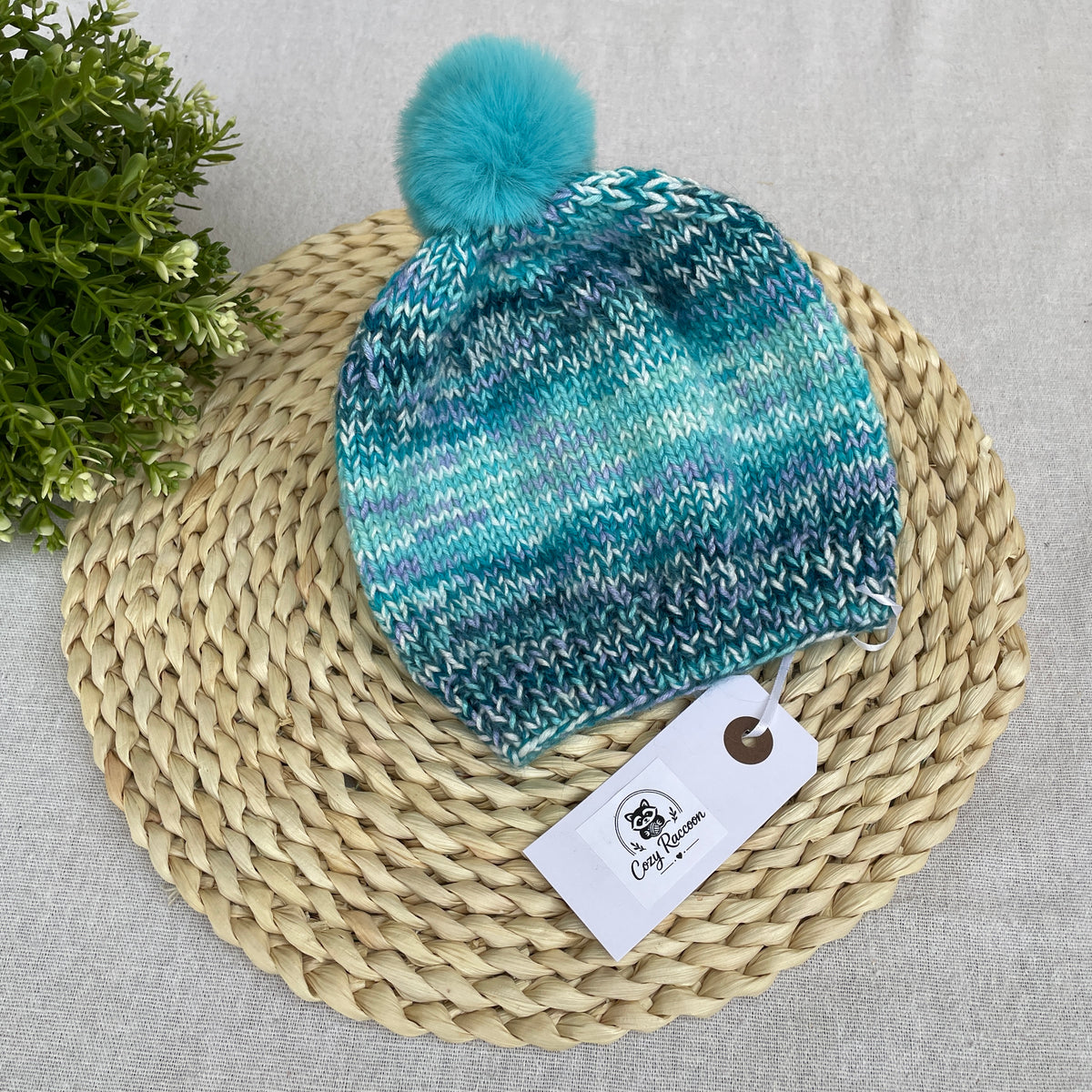 Knitted Kids Beanie with a fluffy pom-pom