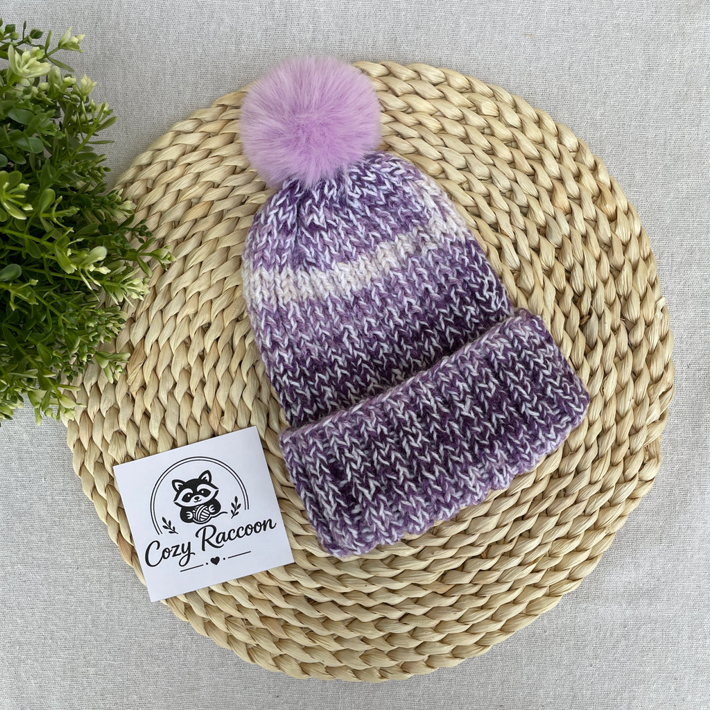 Knitted Kids Beanie with a fluffy pom-pom