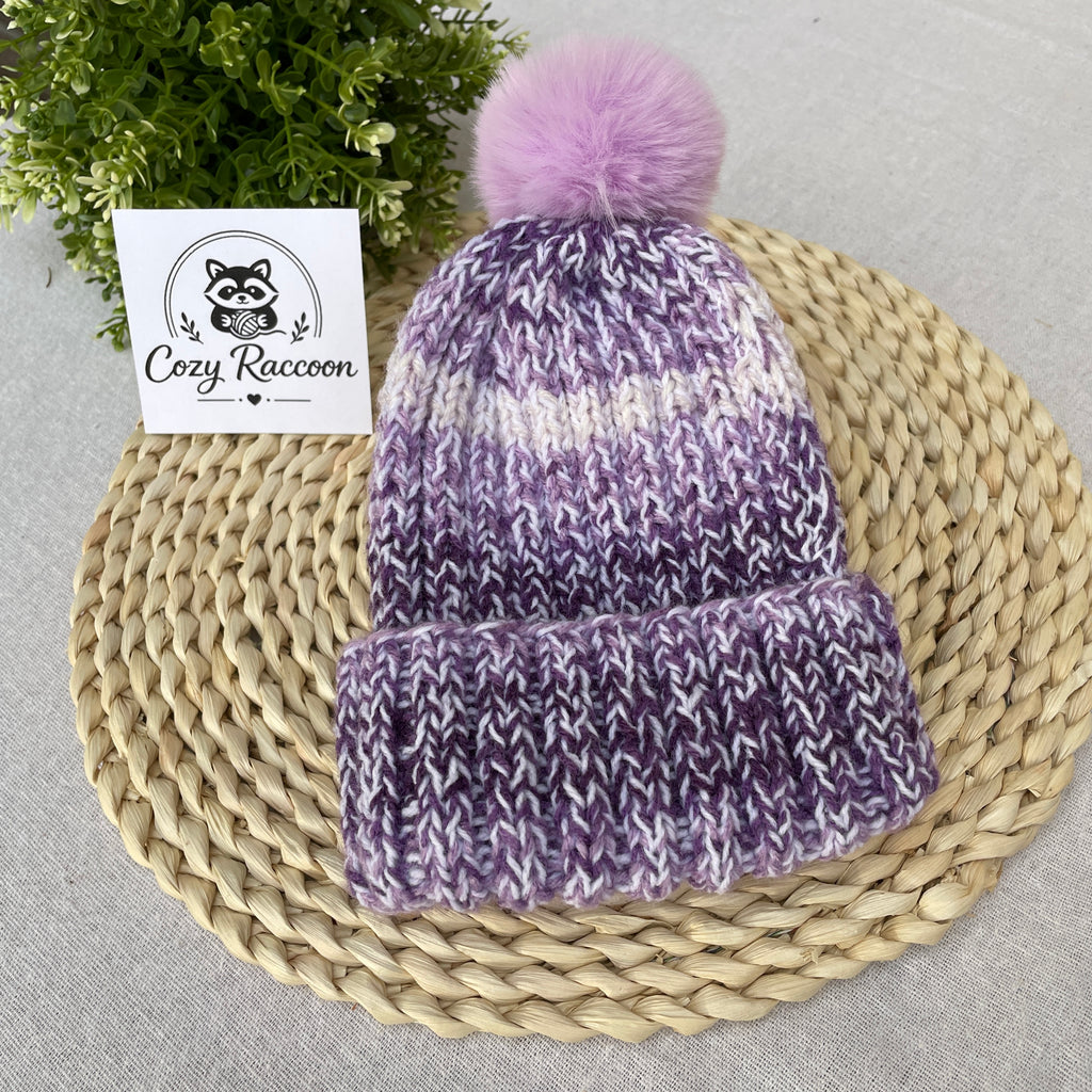 Knitted Kids Beanie with a fluffy pom-pom