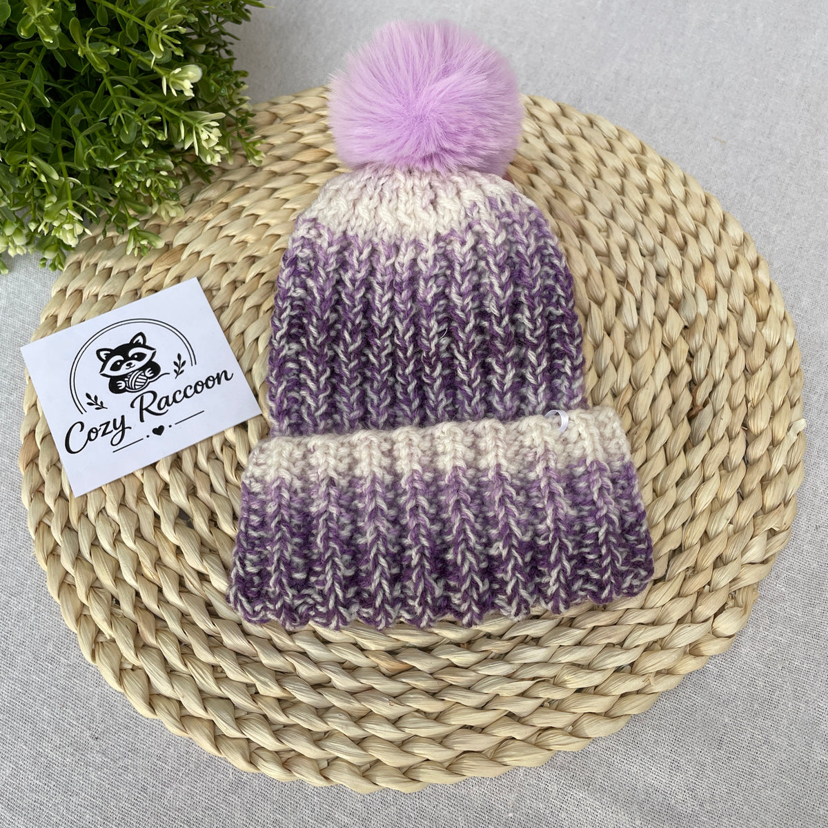 Knitted Kids Beanie with a fluffy pom-pom